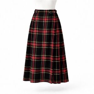 Size M St Michael Women’s Plaid Tartan Wool Blend Maxi Skirt Pleated